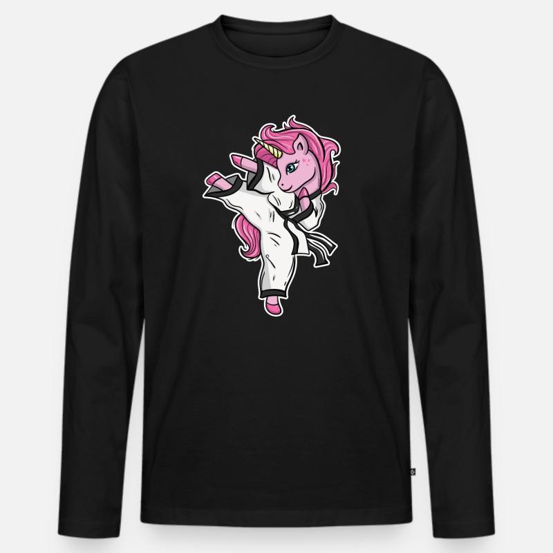 Jiu Jitsu Karate Einhorn - Männer Premium Bio Langarmshirt - Schwarz