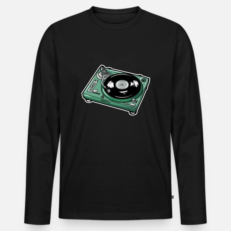 Schallplatte - Männer Premium Bio Langarmshirt - Schwarz
