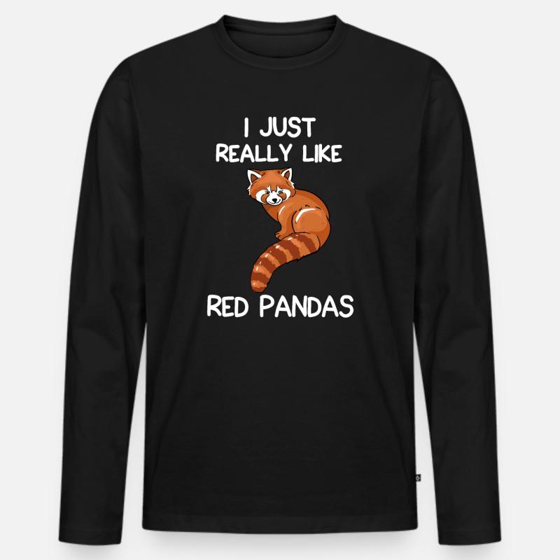 Ich mag rote Pandas einfach wirklich - Männer Premium Bio Langarmshirt - Schwarz