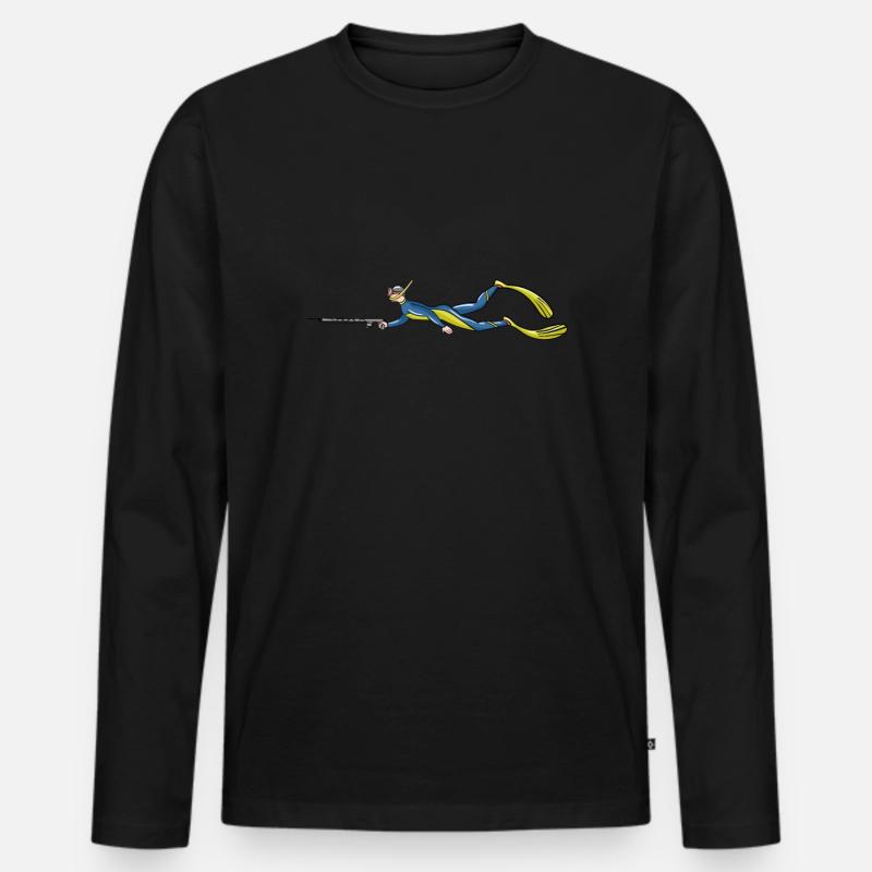 Speerfischen - Männer Premium Bio Langarmshirt - Schwarz