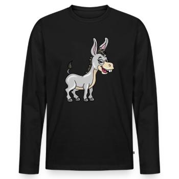 Esel - Männer Premium Bio Langarmshirt - Schwarz - Vorne - Nico (187cm)