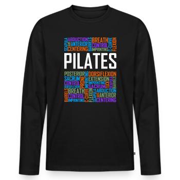 Pilates Words - Men's Premium Organic Long Sleeve Shirt - black - Front - Nico (187cm)