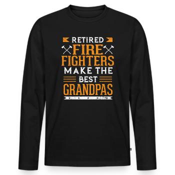 Des pompiers à la retraite font les meilleurs grands-papas - T-shirt manches longues Premium bio Homme - noir - Devant - Nico (187cm)