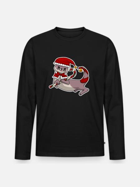 Christmas Otter - Men's Premium Organic Long Sleeve Shirt - black