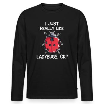 I Just Really Like Ladybugs - Men's Premium Organic Long Sleeve Shirt - black - Front - Nico (187cm)