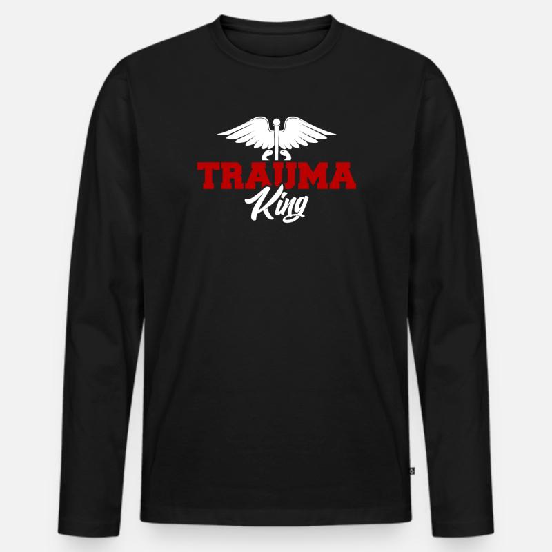 Trauma König - Männer Premium Bio Langarmshirt - Schwarz