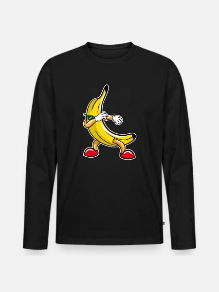 Tupfer Banane - Männer Premium Bio Langarmshirt - Schwarz