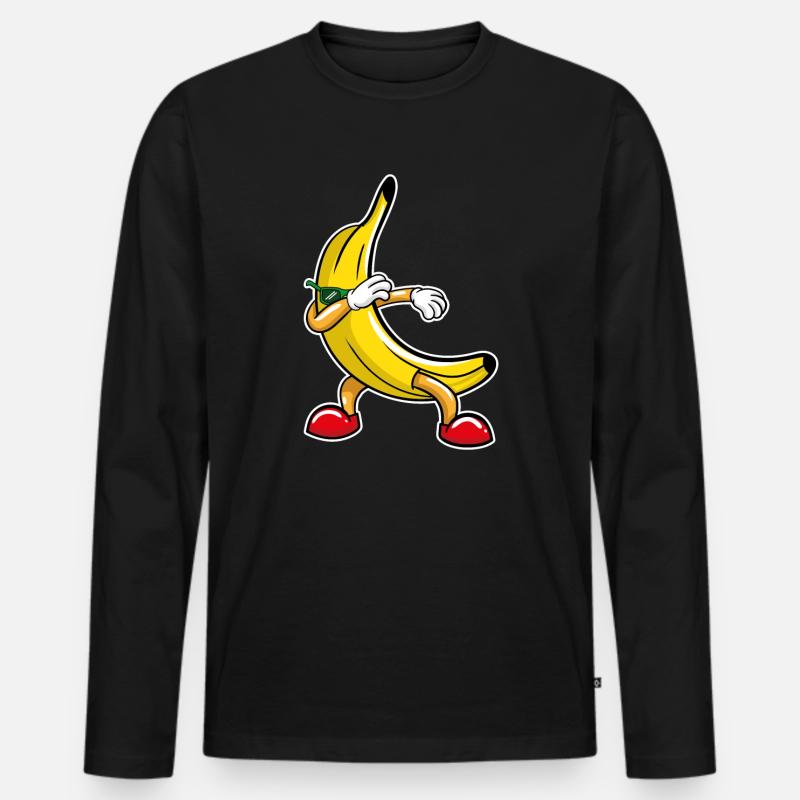 Tupfer Banane - Männer Premium Bio Langarmshirt - Schwarz