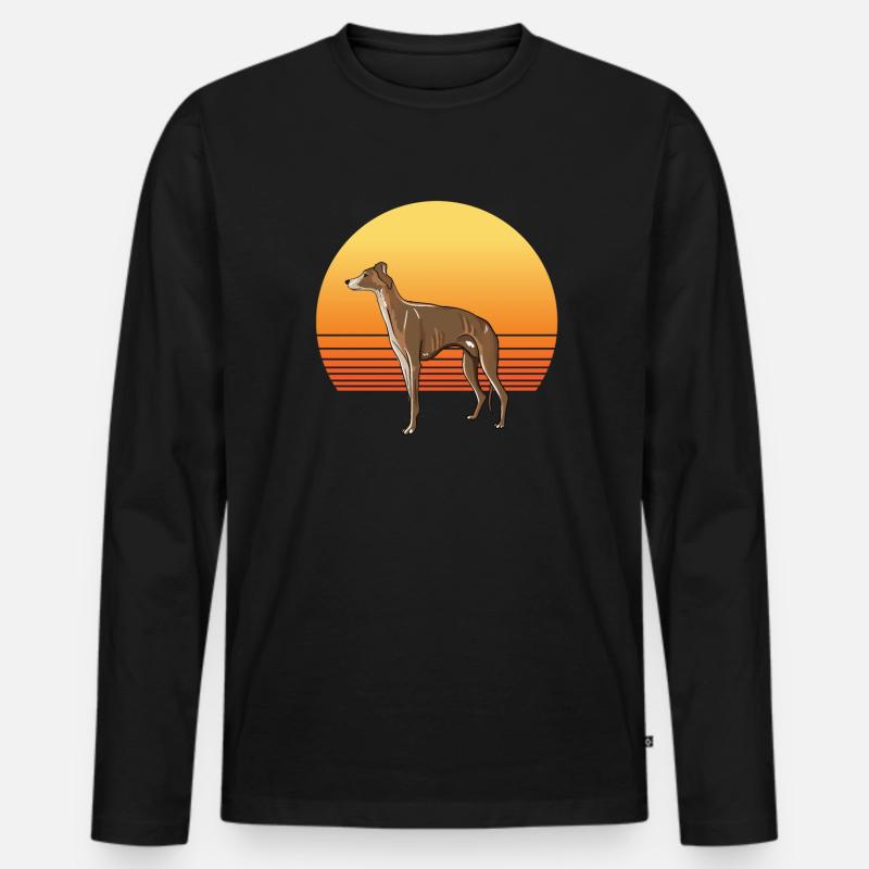 Windhund Sonne - Männer Premium Bio Langarmshirt - Schwarz