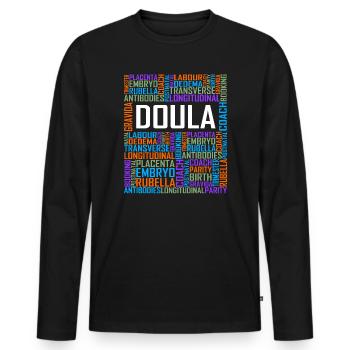 Doula Words - Men's Premium Organic Long Sleeve Shirt - black - Front - Nico (187cm)