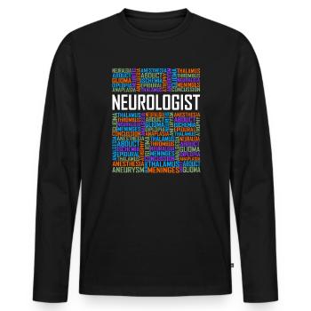 Neurologist - Words - Men's Premium Organic Long Sleeve Shirt - black - Front - Nico (187cm)