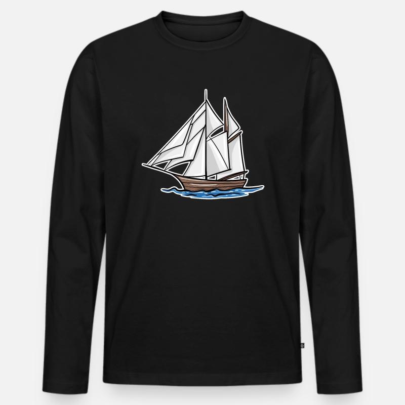 Boot - Männer Premium Bio Langarmshirt - Schwarz