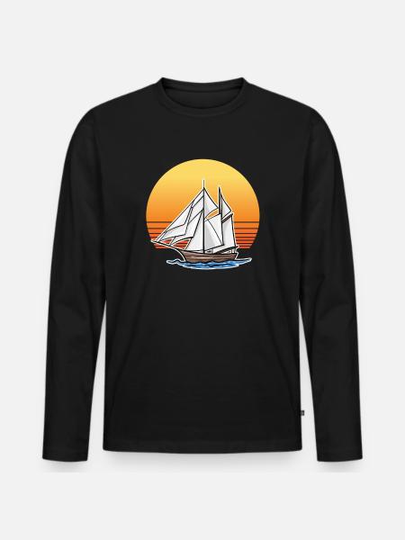 Retro Boat - Men's Premium Organic Long Sleeve Shirt - black