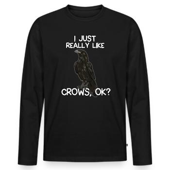 J’aime vraiment les corbeaux - T-shirt manches longues Premium bio Homme - noir - Devant - Nico (187cm)