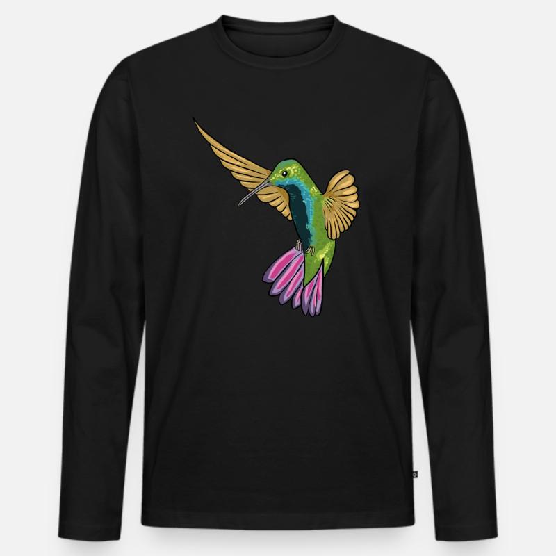 Kolibri - Männer Premium Bio Langarmshirt - Schwarz