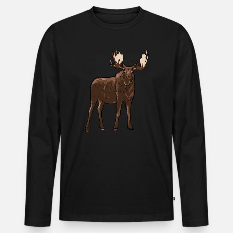 Elch - Männer Premium Bio Langarmshirt - Schwarz