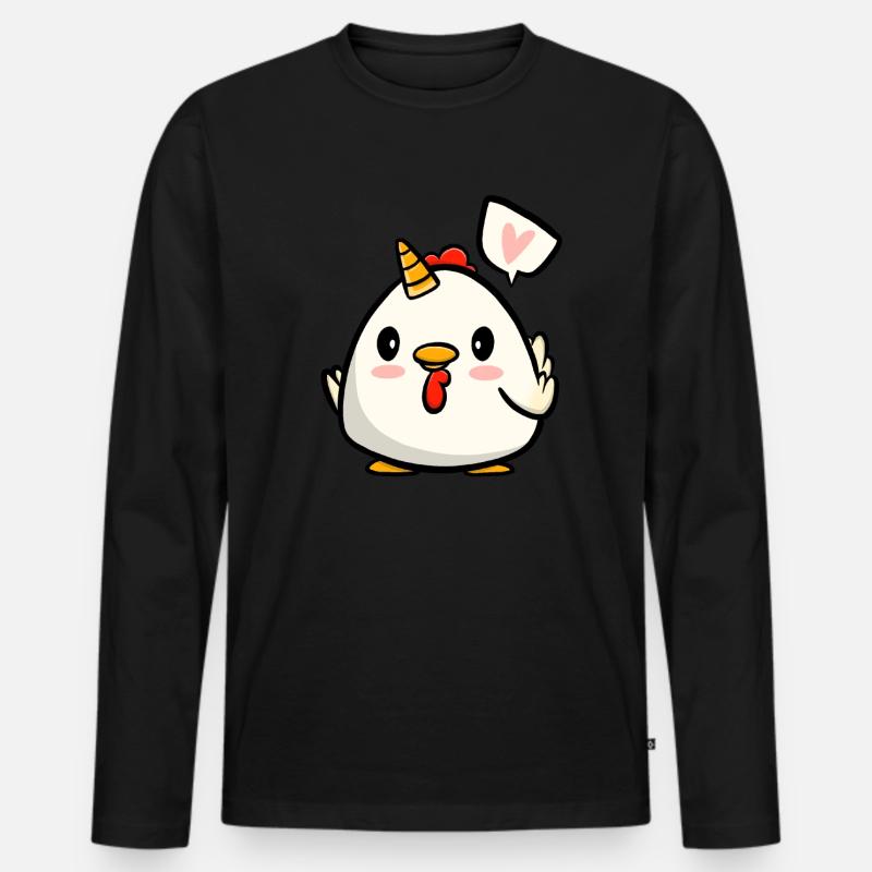 Huhn Einhorn - Männer Premium Bio Langarmshirt - Schwarz