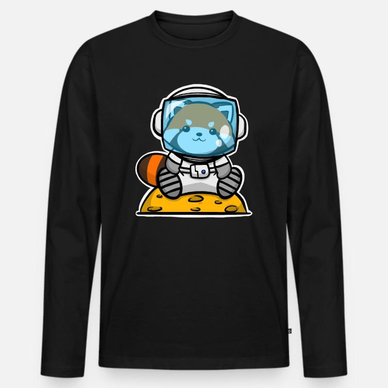 Roter Panda Astronaut - Männer Premium Bio Langarmshirt - Schwarz