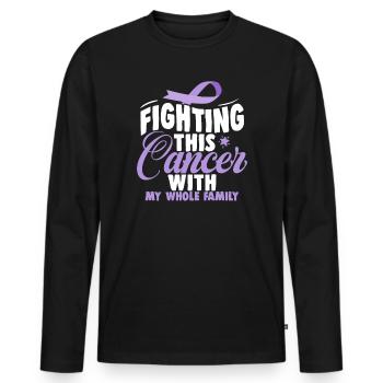 Cancer Combattre ce cancer avec toute ma famille - T-shirt manches longues Premium bio Homme - noir - Devant - Nico (187cm)