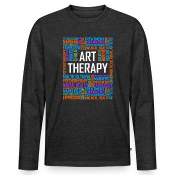 Kunsttherapie - Worte - Männer Premium Bio Langarmshirt - Anthrazit meliert - Vorne - Nico (187cm)
