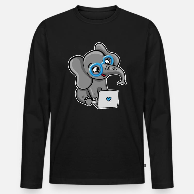 Geek Elephant - Männer Premium Bio Langarmshirt - Schwarz