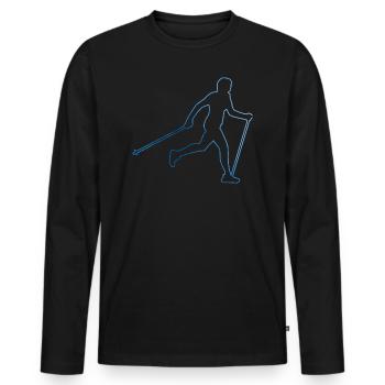 Nordic Walker Walken Nordic Walking Walking - Männer Premium Bio Langarmshirt - Schwarz - Vorne - Nico (187cm)