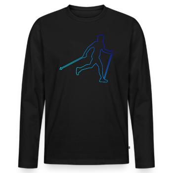 Herren Walking Nordic Walking Damen Walker - Männer Premium Bio Langarmshirt - Schwarz - Vorne - Nico (187cm)