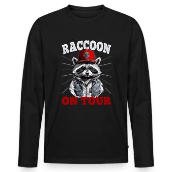 Trucker Raccoon - Men's Premium Organic Long Sleeve Shirt - black - Front - Nico (187cm)