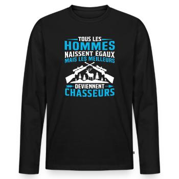 Les meilleurs Deviennent Chasseurs - T-shirt manches longues Premium bio Homme - noir - Devant - Nico (187cm)