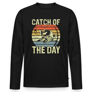 Catch of the Day Fish Lover Angler Nature - Men's Premium Organic Long Sleeve Shirt - black - Front - Nico (187cm)
