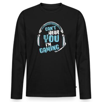 Je ne t'entends pas, je suis un cadeau de jeu - T-shirt manches longues Premium bio Homme - noir - Devant - Nico (187cm)