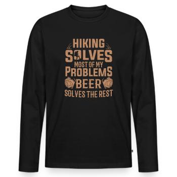 Lustige Wanderer Wandern Bier löst meine Probleme Männer - Männer Premium Bio Langarmshirt - Schwarz - Vorne - Nico (187cm)