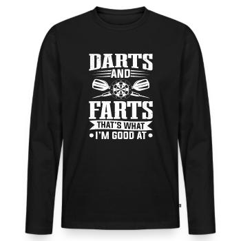 Fléchettes et pets Je suis bon au joueur de fléchettes - T-shirt manches longues Premium bio Homme - noir - Devant - Nico (187cm)