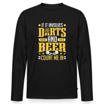Joueur de fléchettes Fléchettes et fléchettes à bière - T-shirt manches longues Premium bio Homme - noir - Devant - Nico (187cm)