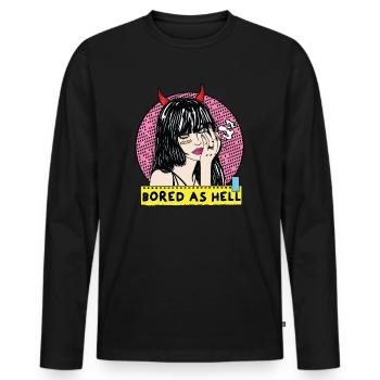 POP-ART Bored As Hell ARTWORK, Devil Frau 80s - Men's Premium Organic Long Sleeve Shirt - black - Front - Nico (187cm)