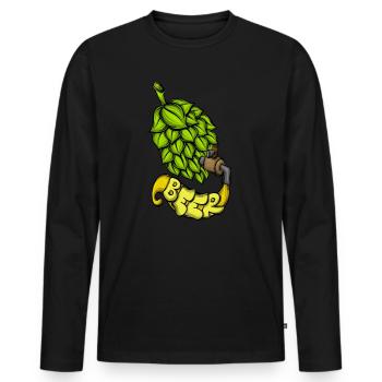 Bierliebhaber Alkohol Hopfen trinken mit Fassbier - Männer Premium Bio Langarmshirt - Schwarz - Vorne - Nico (187cm)