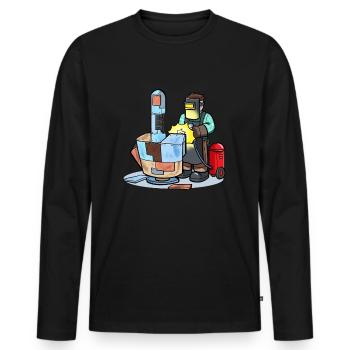 Schweißen Metall Mittelfingerschweisser - Männer Premium Bio Langarmshirt - Schwarz - Vorne - Nico (187cm)