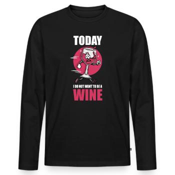 Buveur de vin Buvant de l’alcool Amateur de verre de vin - T-shirt manches longues Premium bio Homme - noir - Devant - Nico (187cm)