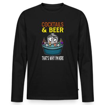 Cocktails Beers That's Why I'm Here Barkeeper - Men's Premium Organic Long Sleeve Shirt - black - Front - Nico (187cm)