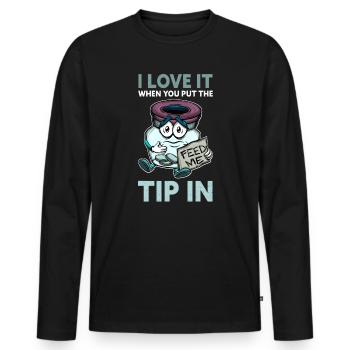 J’adore quand vous mettez le pourboire dans Barkeeper - T-shirt manches longues Premium bio Homme - noir - Devant - Nico (187cm)