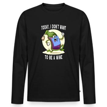 L’alcool aujourd’hui, je ne veux pas être une bouteille de vin - T-shirt manches longues Premium bio Homme - noir - Devant - Nico (187cm)