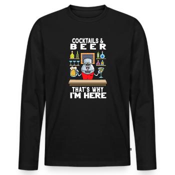 Cocktails Beers That's Why I'm Here Barkeeper - Men's Premium Organic Long Sleeve Shirt - black - Front - Nico (187cm)