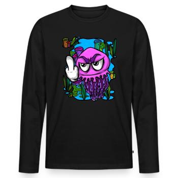 Méduse méduse du majeur Méduse - T-shirt manches longues Premium bio Homme - noir - Devant - Nico (187cm)