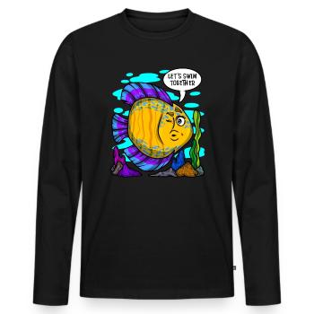 Aquarium Cadeau Aquariophile PoissonNage Lover - T-shirt manches longues Premium bio Homme - noir - Devant - Nico (187cm)