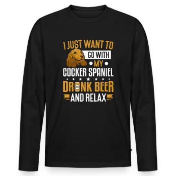 Je veux juste y aller avec mon cocker épagneul - T-shirt manches longues Premium bio Homme - noir - Devant - Nico (187cm)