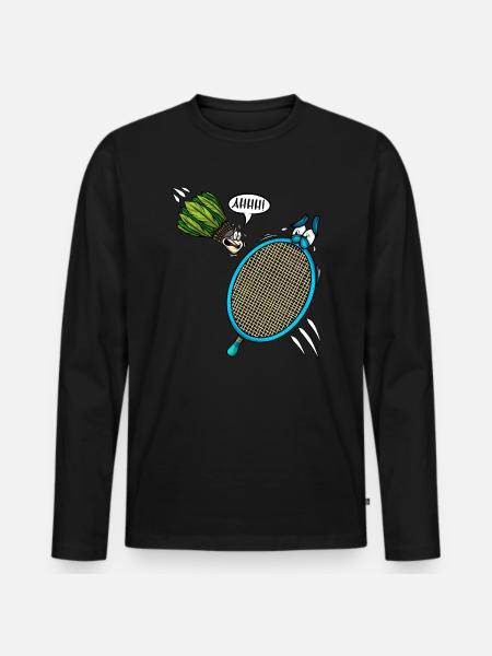Badminton Player Shuttlecock Screaming Ahhh - Men's Premium Organic Long Sleeve Shirt - black