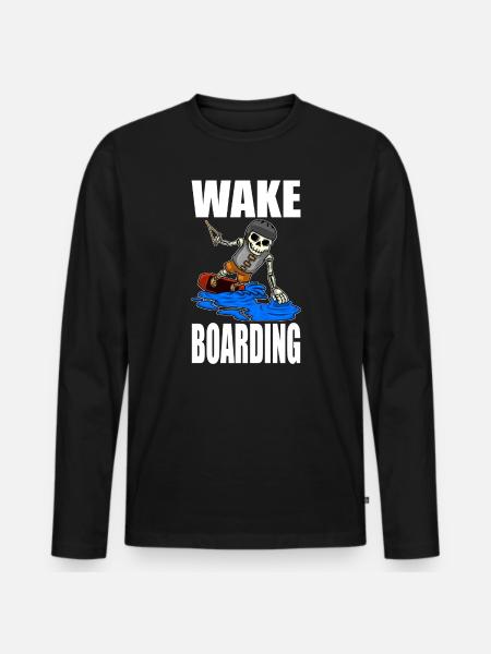 Wakeboarder Skeleton On The Wakeboarding - Men's Premium Organic Long Sleeve Shirt - black