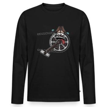 Cyclists Cycling Bicycle Sprocket Bicycle - Men's Premium Organic Long Sleeve Shirt - black - Front - Nico (187cm)