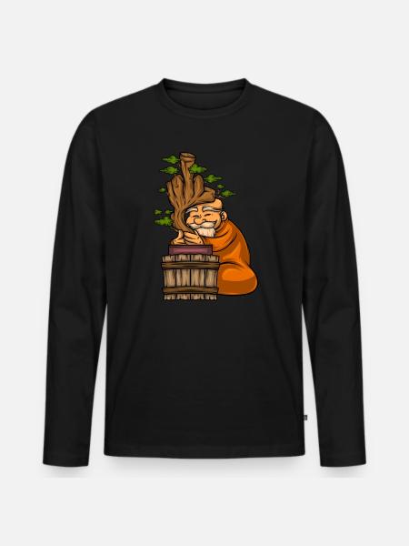 Miniature Trees Bonsai Middle Finger - Men's Premium Organic Long Sleeve Shirt - black