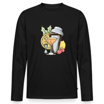 Barman Vintage Mix Cocktail Barkeeper - T-shirt manches longues Premium bio Homme - noir - Devant - Nico (187cm)